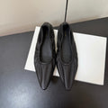 THE ROW 26S POINTED TOE BALLET FLATS IN BLACK LAMBSKIN