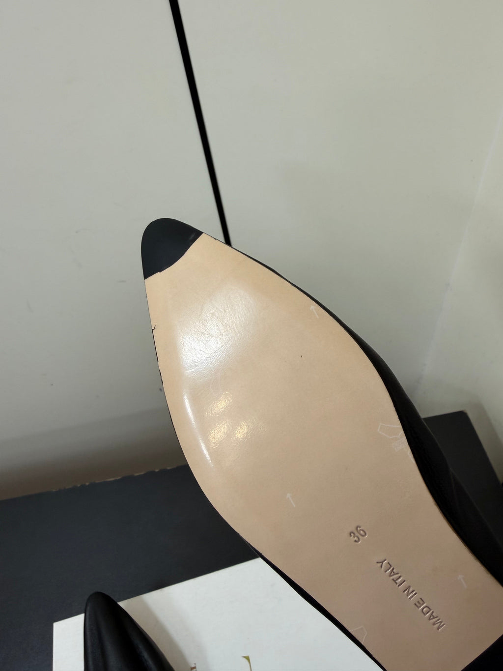 THE ROW 26S POINTED TOE BALLET FLATS IN BLACK LAMBSKIN