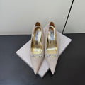 JIMMY CHOO 26S EMBELLISHED HIGH HEELS 90 MM IN CHAMPAGNE GOLD GLITTER