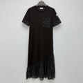 MONCLER 26S SHORT-SLEEVE LACE HEM MIDI DRESS 682