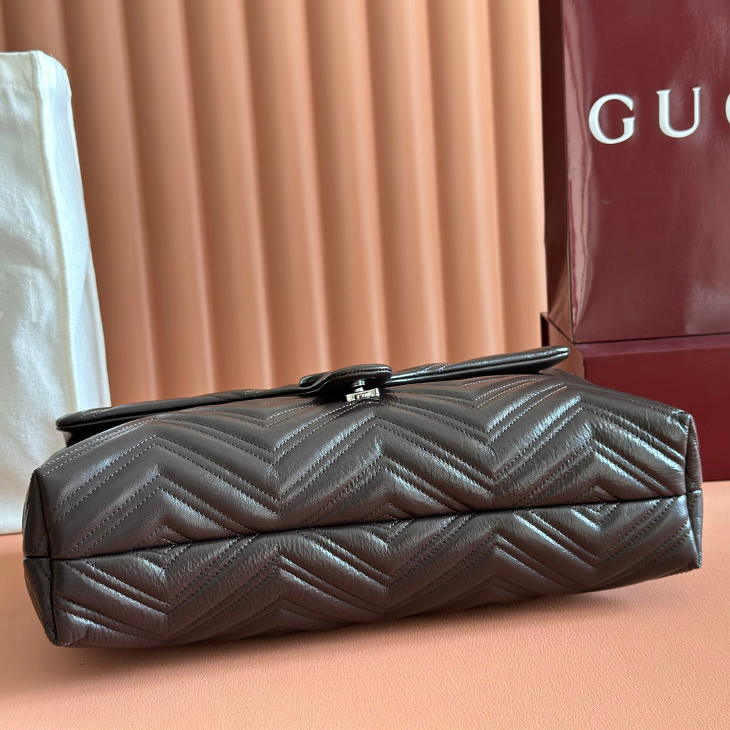 GUCCI 26S GG MARMONT BAG 37 IN DARK BROWN CALFSKIN
