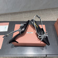 MIUMIU 26S SLINGBACK 55MM IN BLACK AND WHITE CALFSKIN WITH BOW