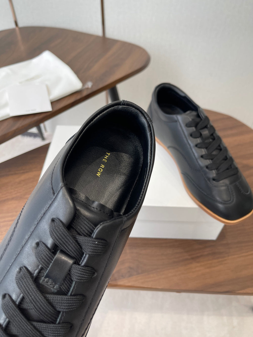 THE ROW 26S SNEAKERS IN BLACK CALFSKIN