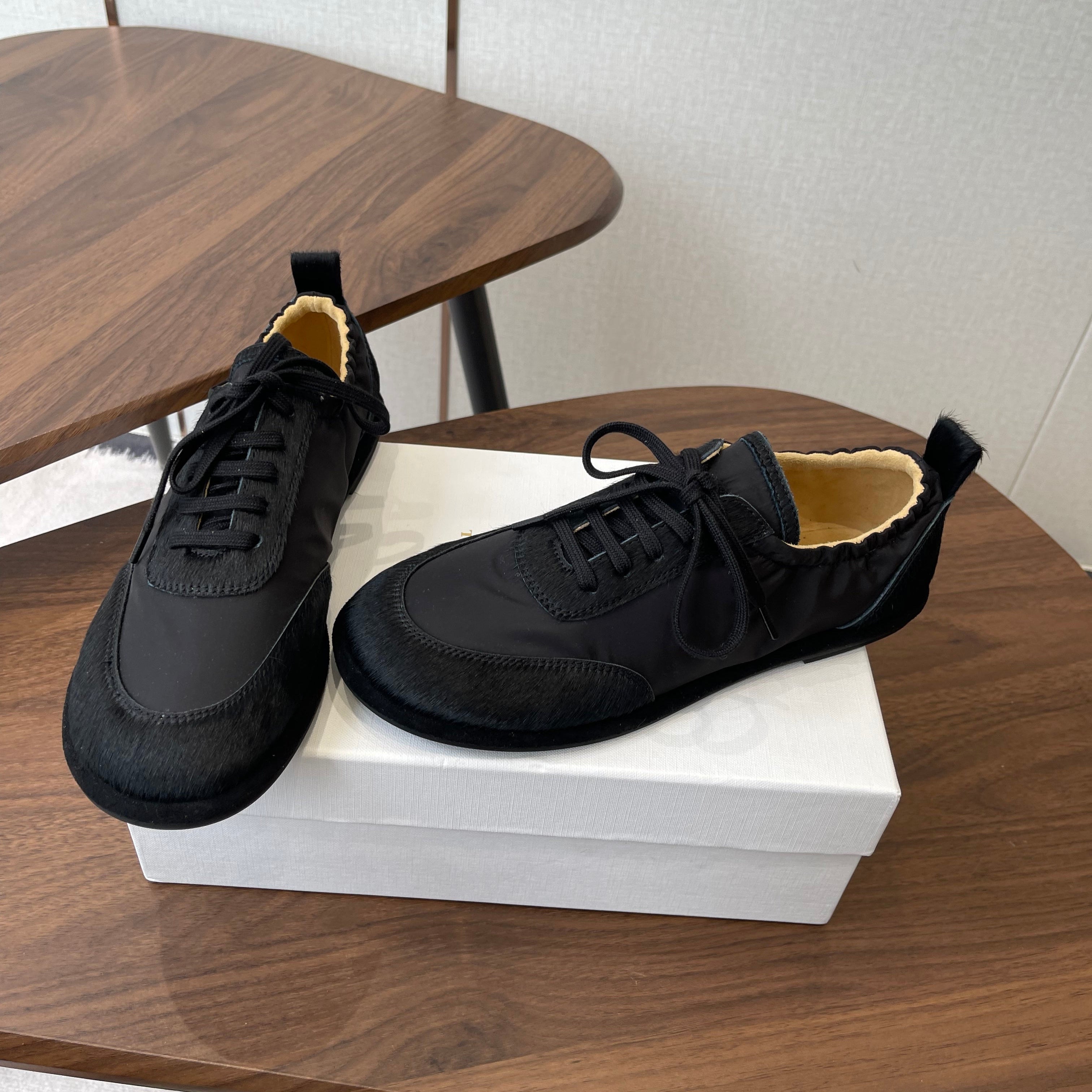 THE ROW 26S SNEAKERS IN BLACK PONY HAIR AND FABRIC