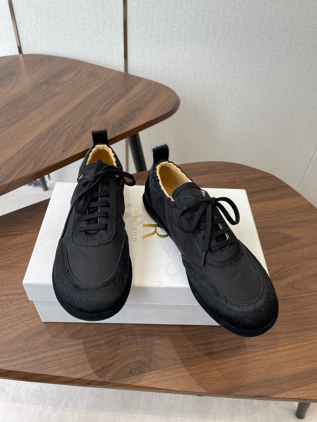THE ROW 26S SNEAKERS IN BLACK PONY HAIR AND FABRIC