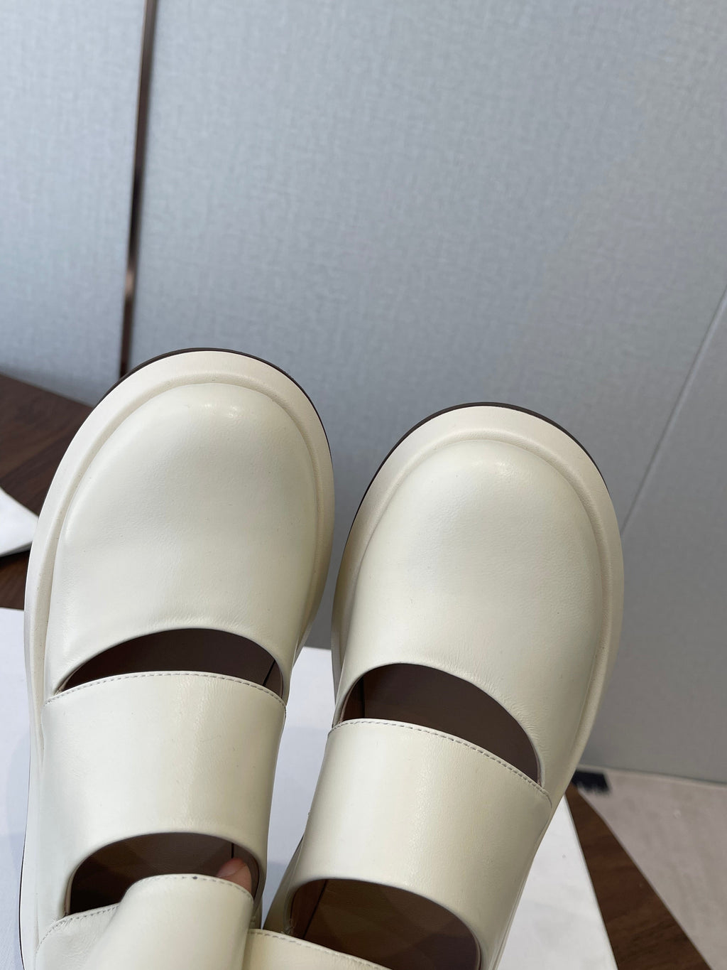 THE ROW 26S PLATFORM MARY JANE IN CREAM WHITE CALFSKIN