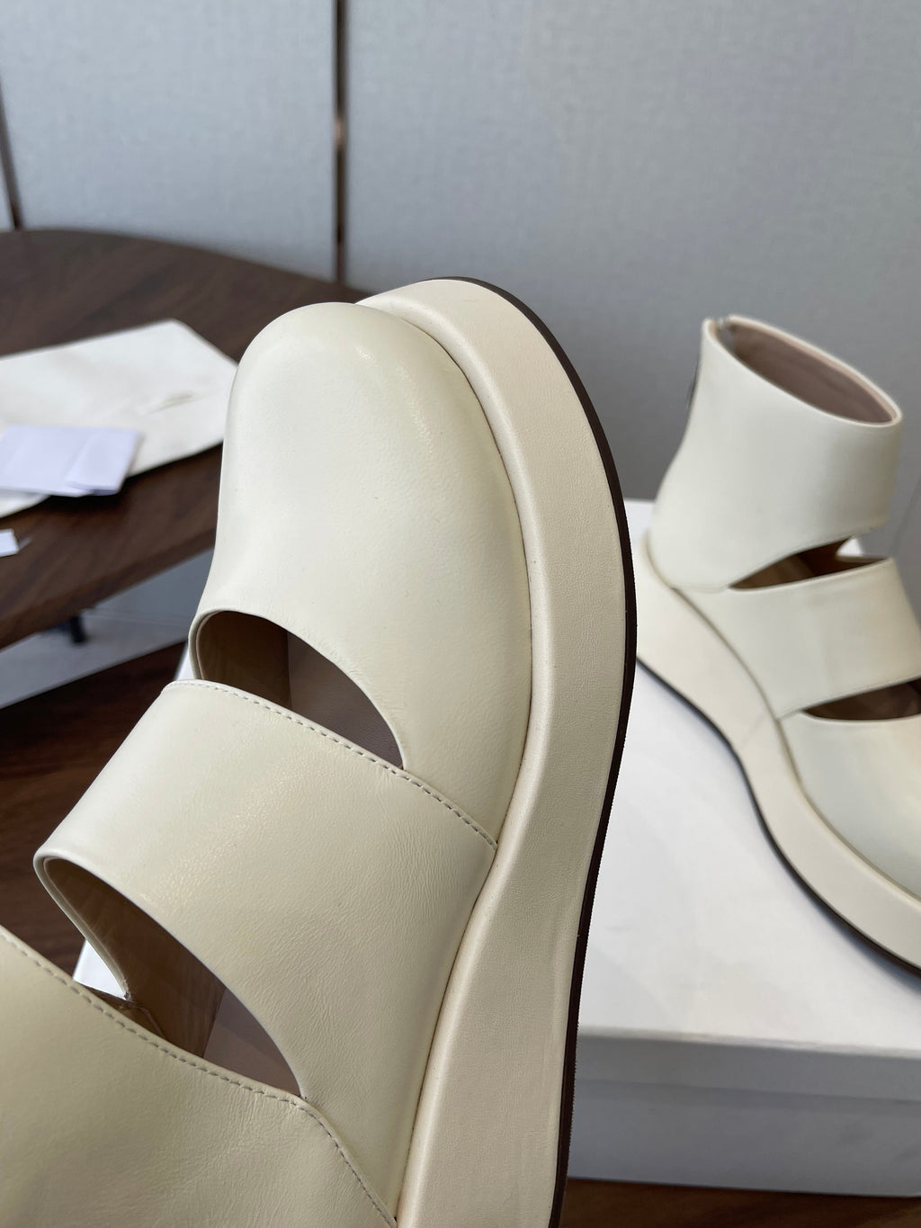 THE ROW 26S PLATFORM MARY JANE IN CREAM WHITE CALFSKIN