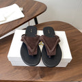 THE ROW 26S T STRAP THONG SANDALS IN CHOCOLATE BROWN SUEDE