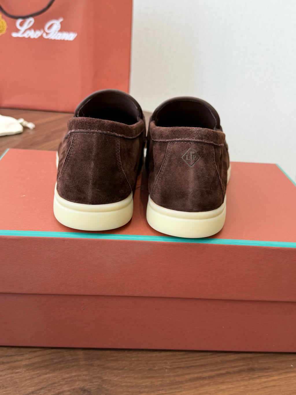 LP 26S LOAFERS IN DARK BROWN SUEDE & FABRIC GOLD HARDWARE