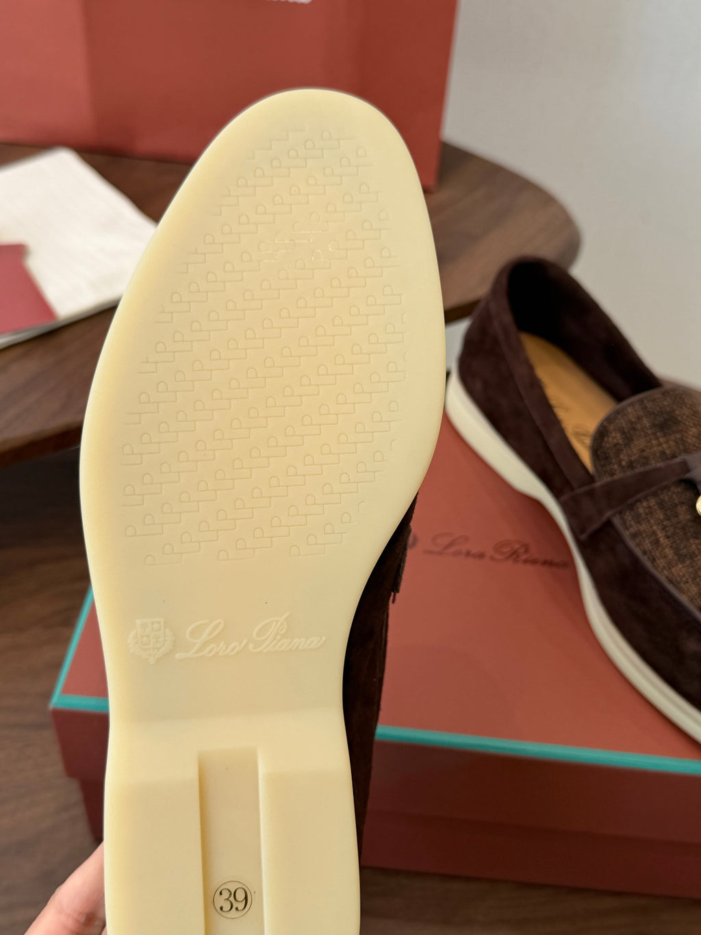 LP 26S LOAFERS IN DARK BROWN SUEDE & FABRIC GOLD HARDWARE