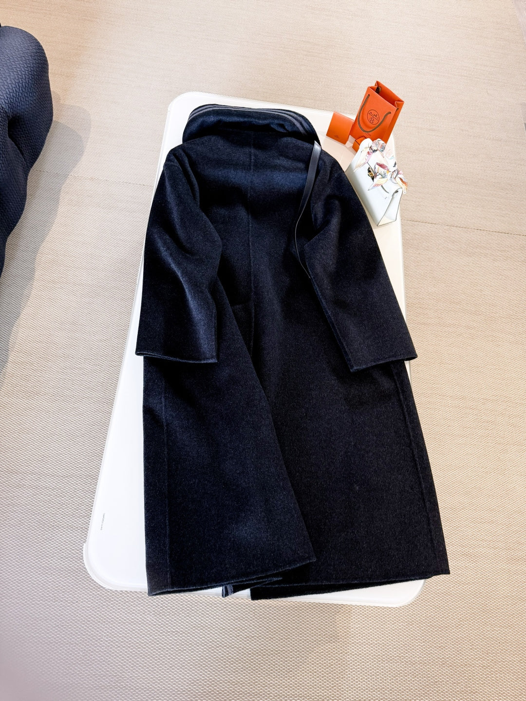 HERMES 25S LONG STAND-COLLAR CASHMERE COAT 257