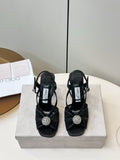 JIMMY CHOO 26S HEELED SANDALS 100 MM IN BLACK CRYSTAL EMBELLISHMENT