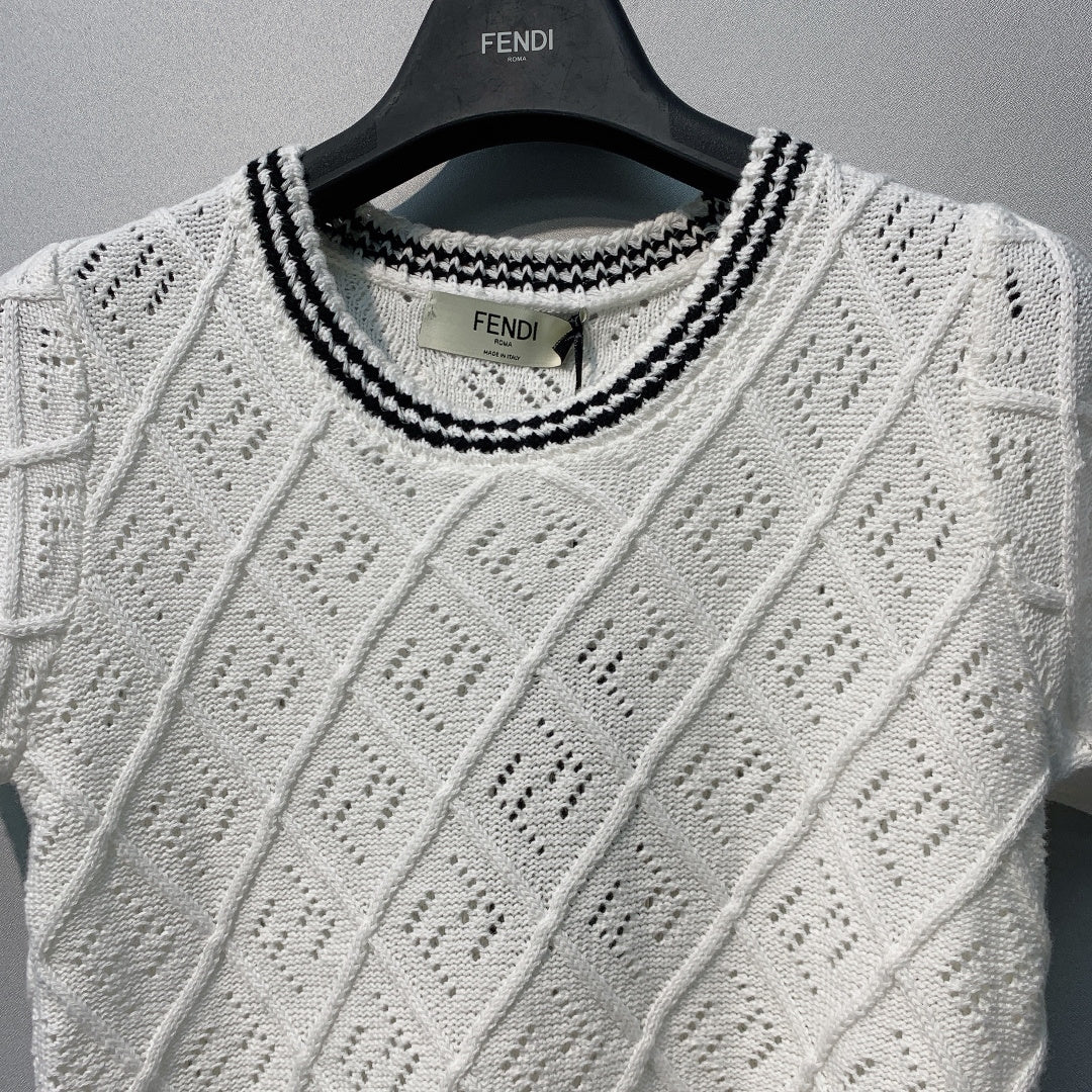 FENDI 26S SHORT SLEEVE KNIT TOP 043