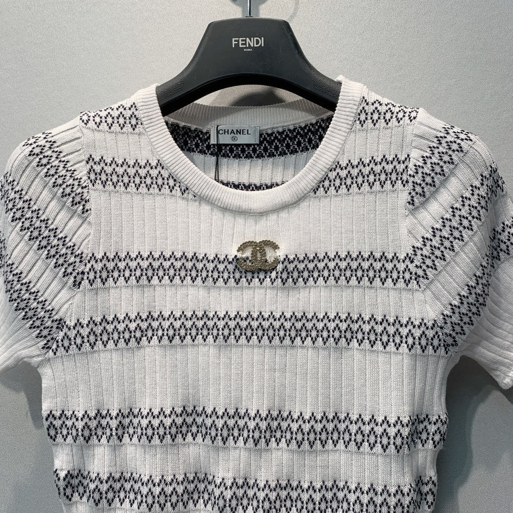 CHANEL 26S KNIT SHORT SLEEVE T-SHIRT STYLE 1282