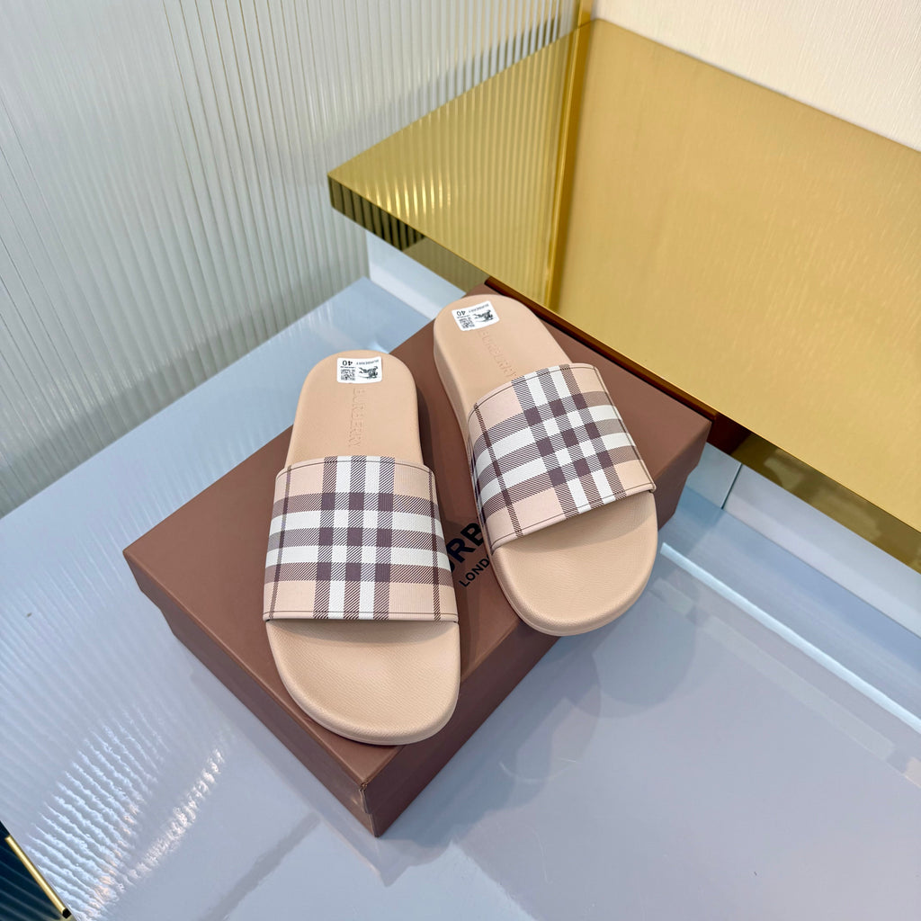 BURBERRY 26S SLIDES SANDAL IN NUDE BEIGE CALFSKIN