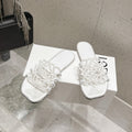 LOEWE 26S BRAIDED CAGE SLIDE SANDALS IN WHITE CALFSKIN