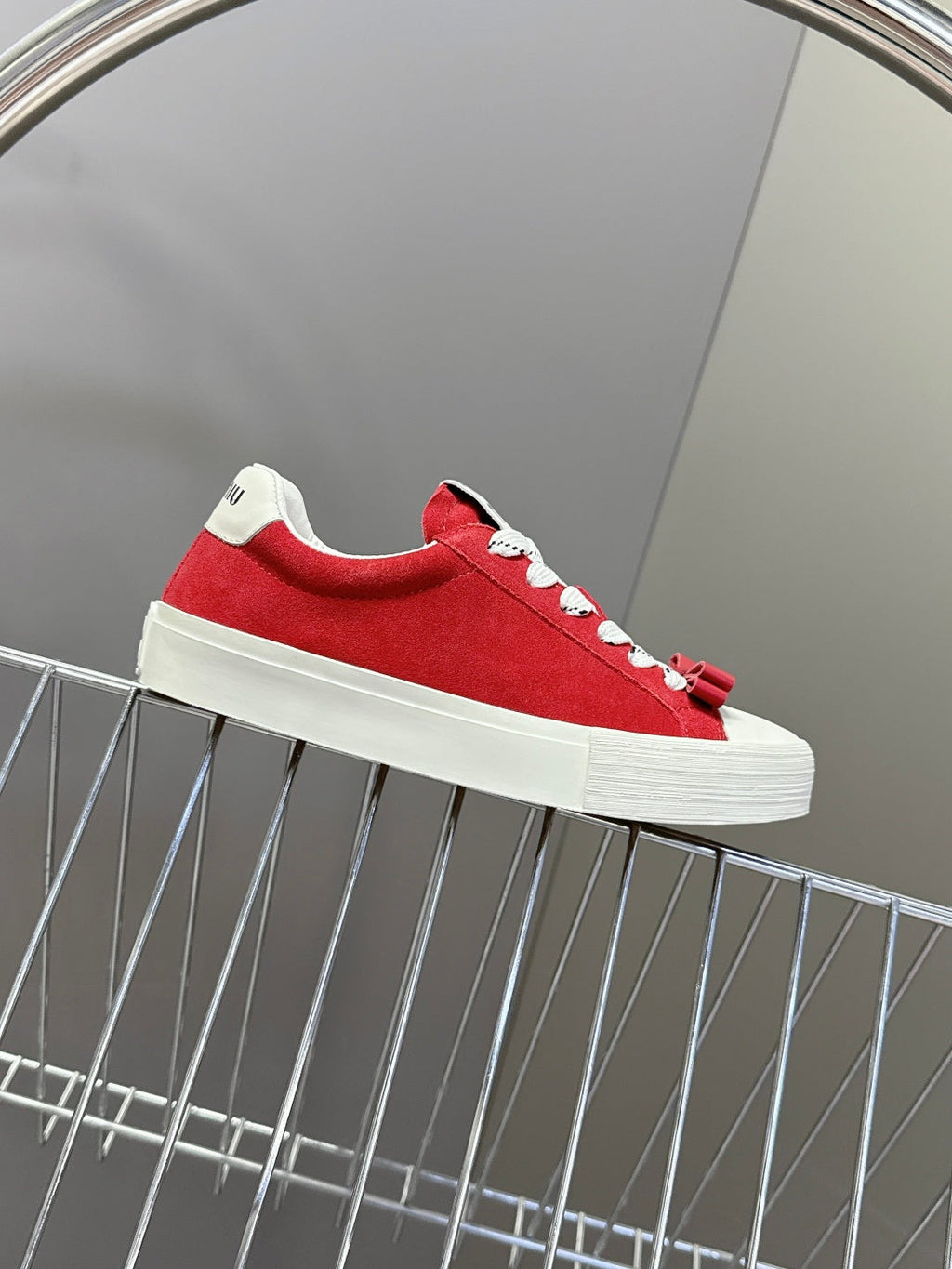 MIUMIU 25S SNEAKERS IN DARK RED SUEDE