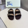 BURBERRY 26S DOUBLE BUCKLE SANDALS IN DARK BROWN SUEDE