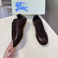 BURBERRY 26S LOW TOP SNEAKERS IN DARK BROWN CALFSKIN AND SUEDE