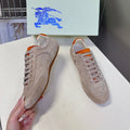 BURBERRY 26S LOW TOP SNEAKERS IN BEIGE AND ORANGE SUEDE