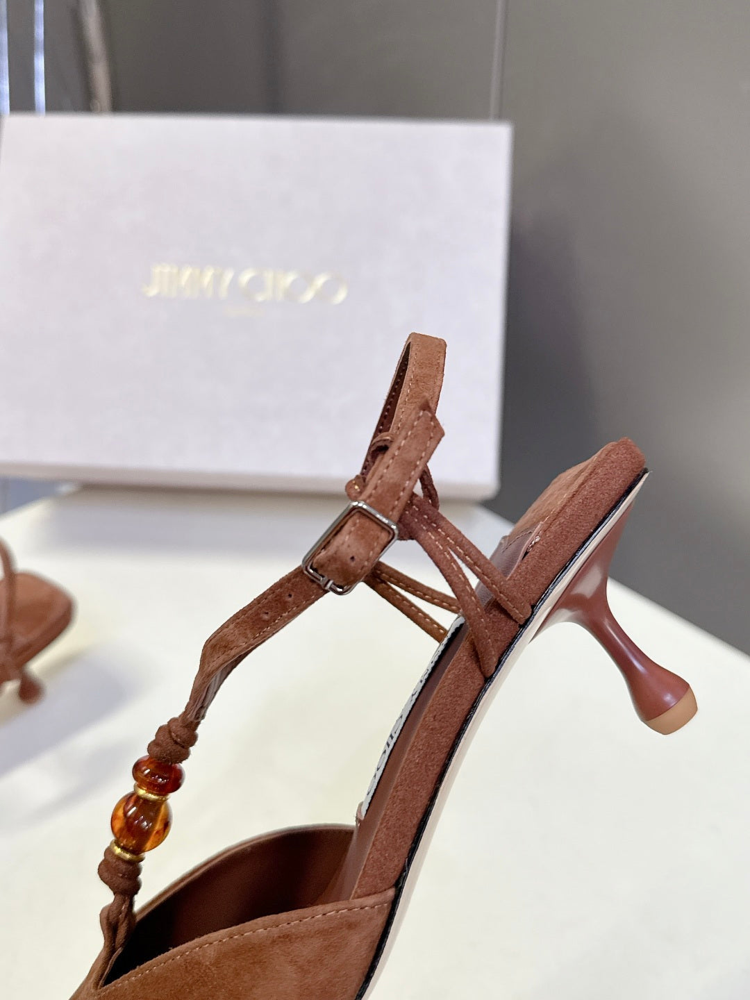 JIMMY CHOO 26S HIGH HEELS 50 MM IN BROWN SUEDE
