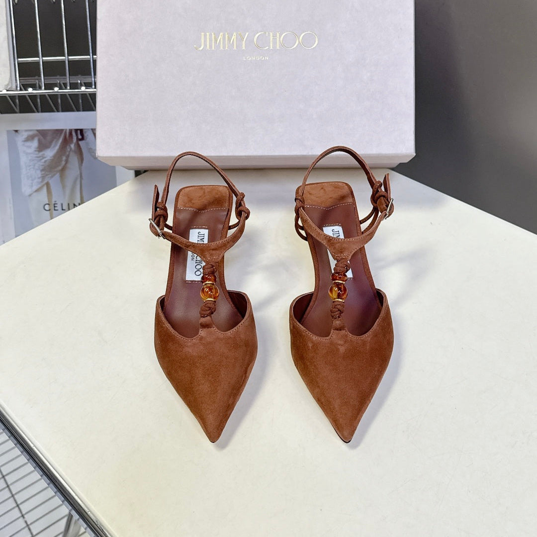 JIMMY CHOO 26S HIGH HEELS 50 MM IN BROWN SUEDE