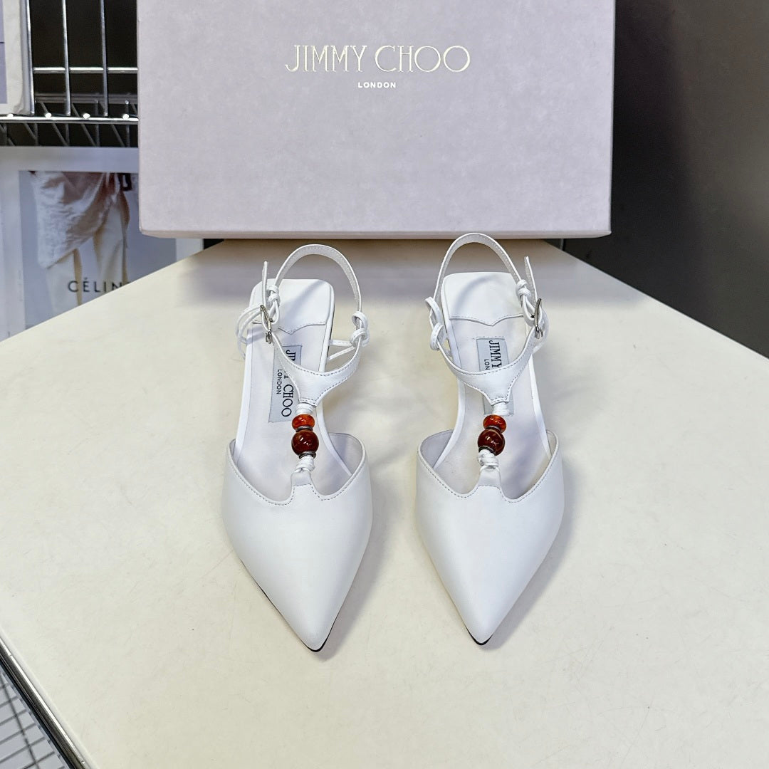 JIMMY CHOO 26S HIGH HEELS 50 MM IN WHITE CALFSKIN