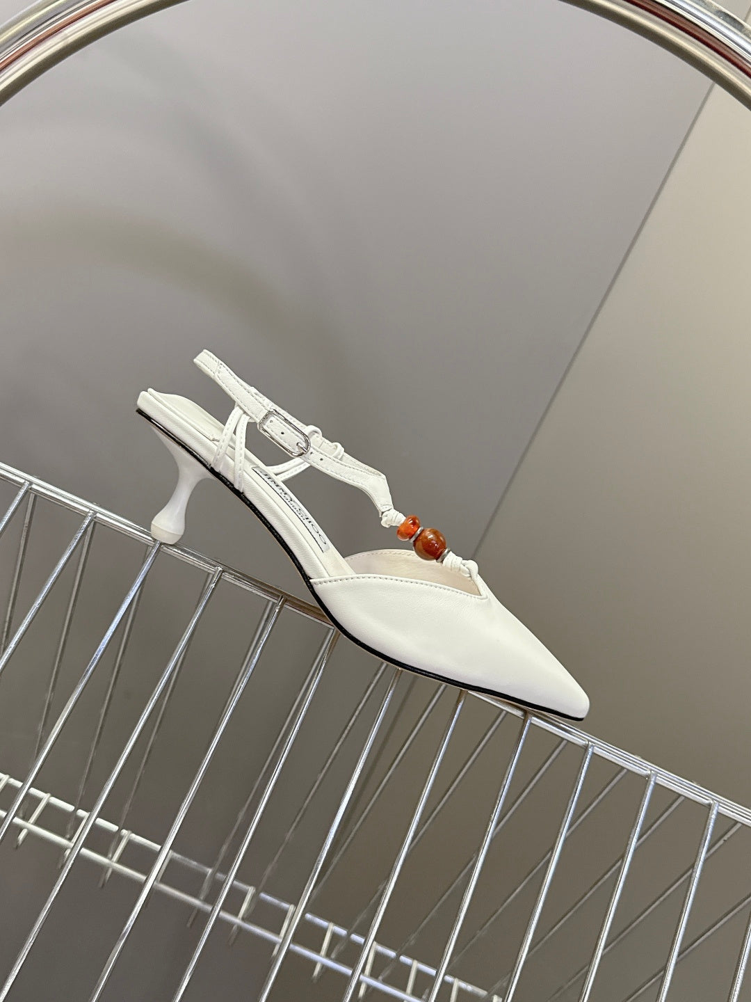 JIMMY CHOO 26S HIGH HEELS 50 MM IN WHITE CALFSKIN