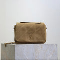YSL 25S JAMIE 4.3 MINI 20 IN CARAMEL COGNAC SUEDE GOLD HARDWARE