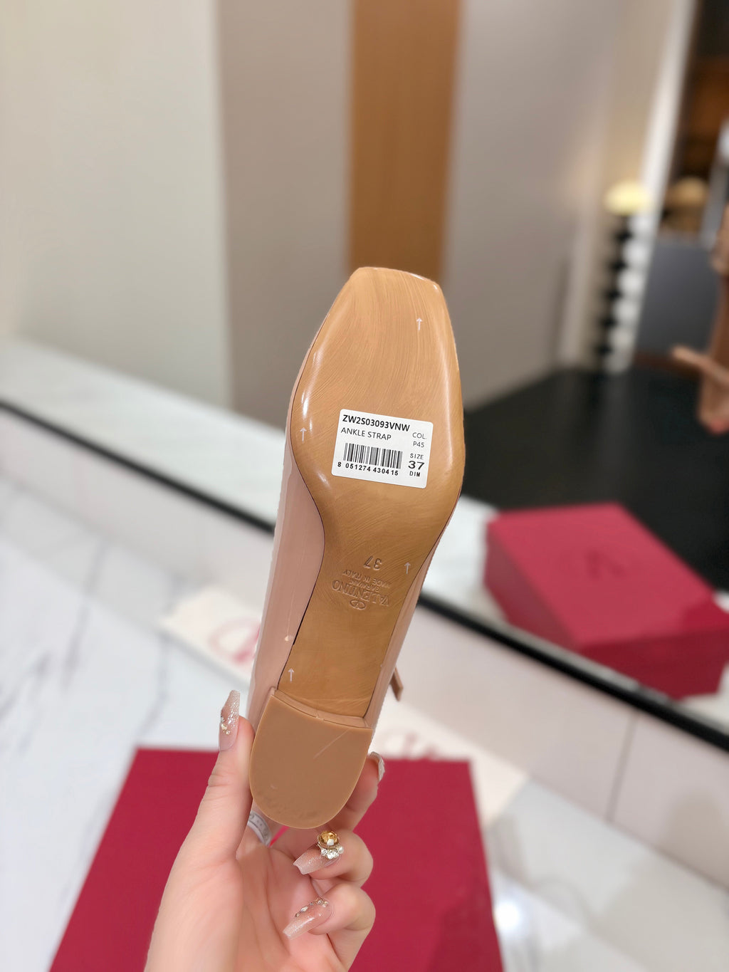 VALENTINO 26S MARY JANE HEELS 60 MM IN NUDE PATENT CALFSKIN
