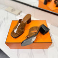 HM 26S HELIA SANDAL 70MM IN CARAMEL BROWN SUEDE