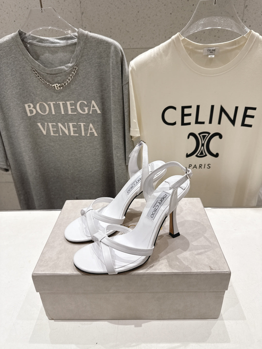 JIMMY CHOO 26S HIGH-HEELED SANDALS 100 MM IN WHITE LAMBSKIN STYLE 1