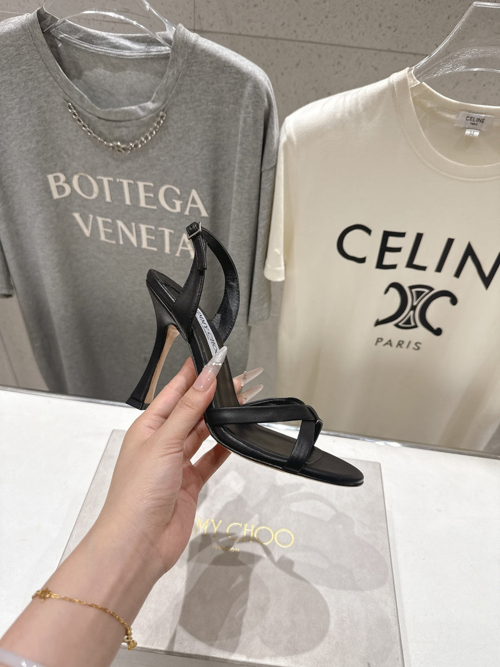 JIMMY CHOO 26S HIGH-HEELED SANDALS 100 MM IN BLACK LAMBSKIN