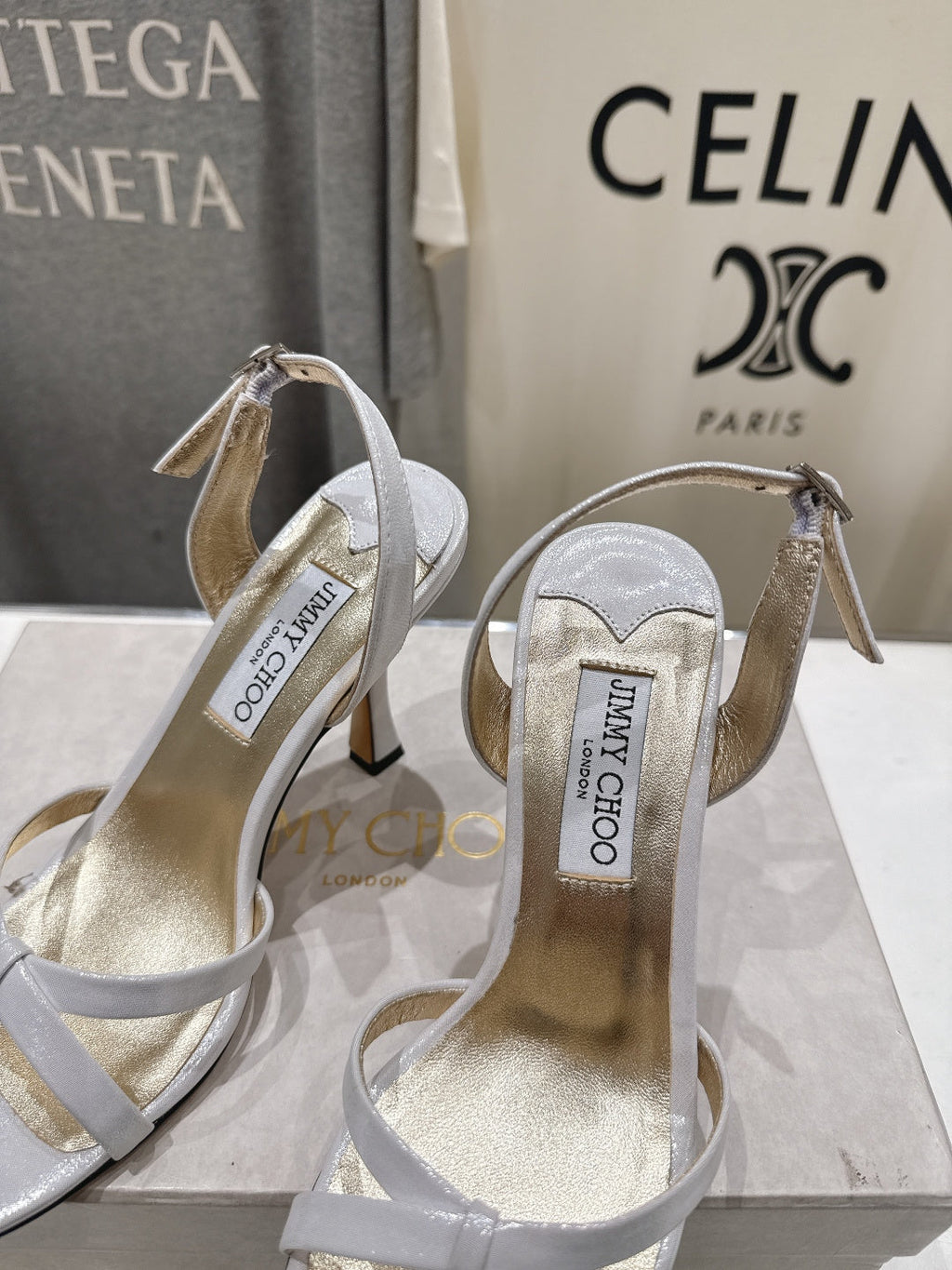 JIMMY CHOO 26S HIGH-HEELED SANDALS 100 MM IN WHITE LAMBSKIN