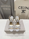 JIMMY CHOO 26S HIGH-HEELED SANDALS 100 MM IN WHITE LAMBSKIN