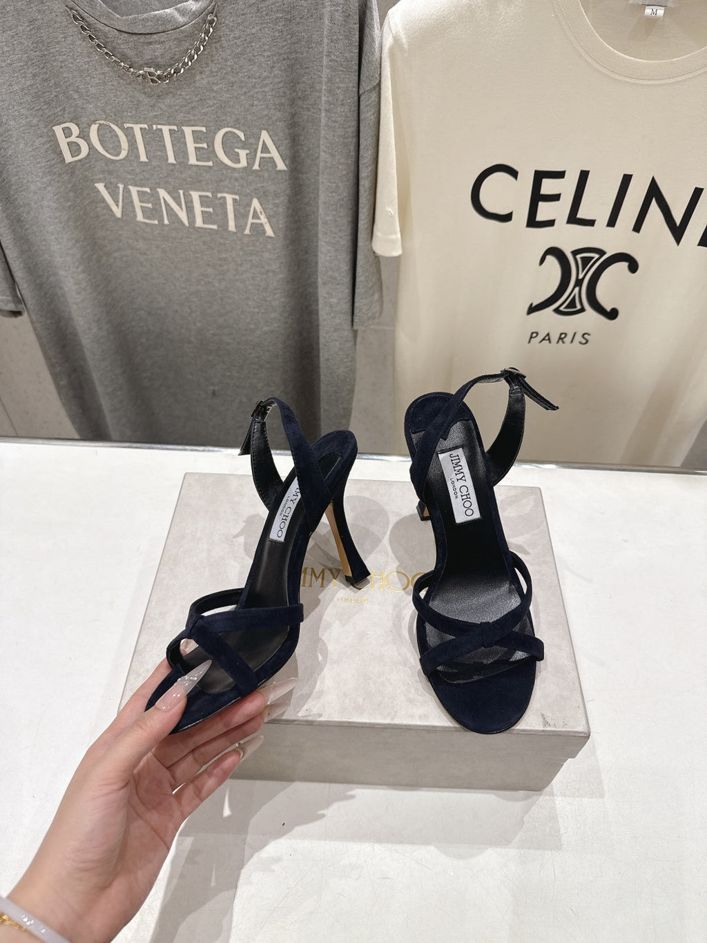 JIMMY CHOO 26S HIGH-HEELED SANDALS 100 MM IN BLACK VELVET