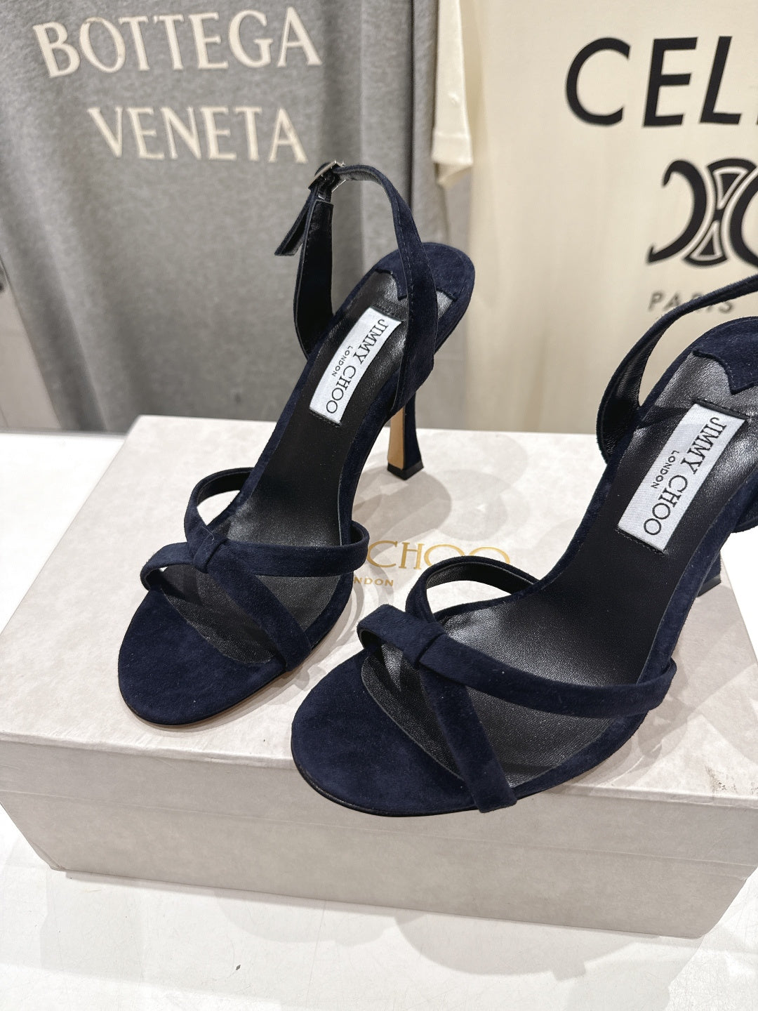 JIMMY CHOO 26S HIGH-HEELED SANDALS 100 MM IN BLACK VELVET