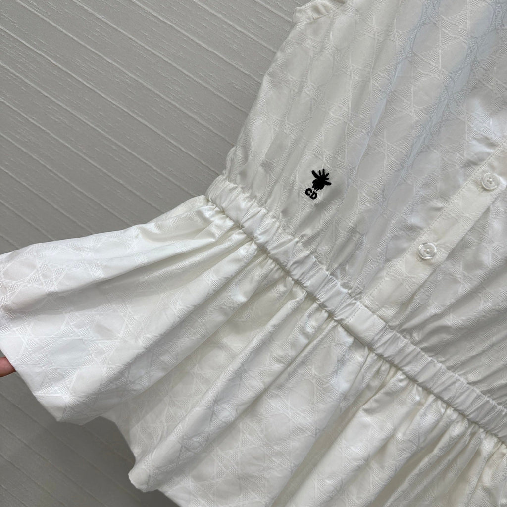 DIOR WHITE SLEEVELESS TOP WITH RUCHED WAIST