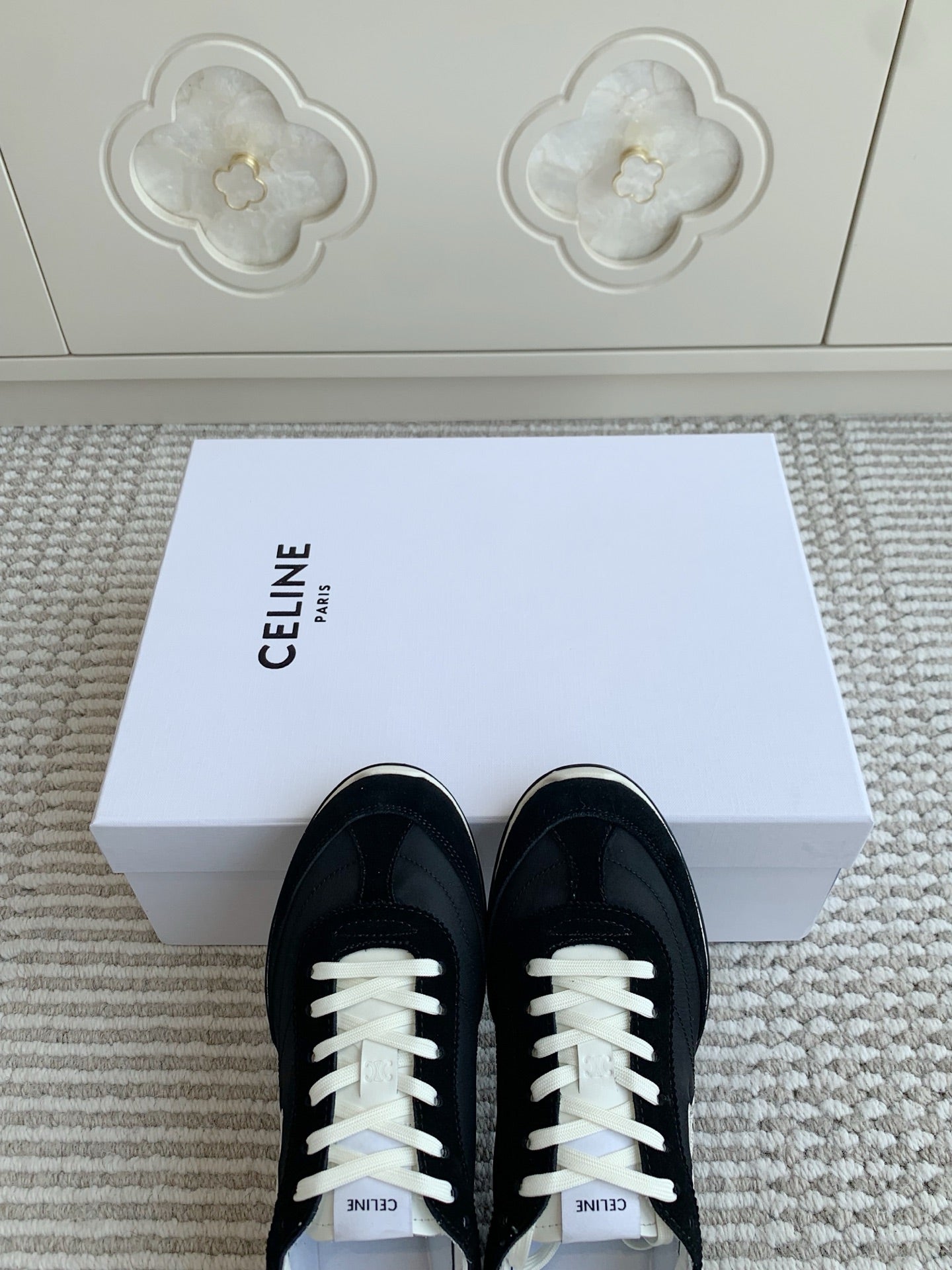 CELINE 26S TRIOMPHE RUNNER SNEAKERS IN BLACK NYLON AND SUEDE