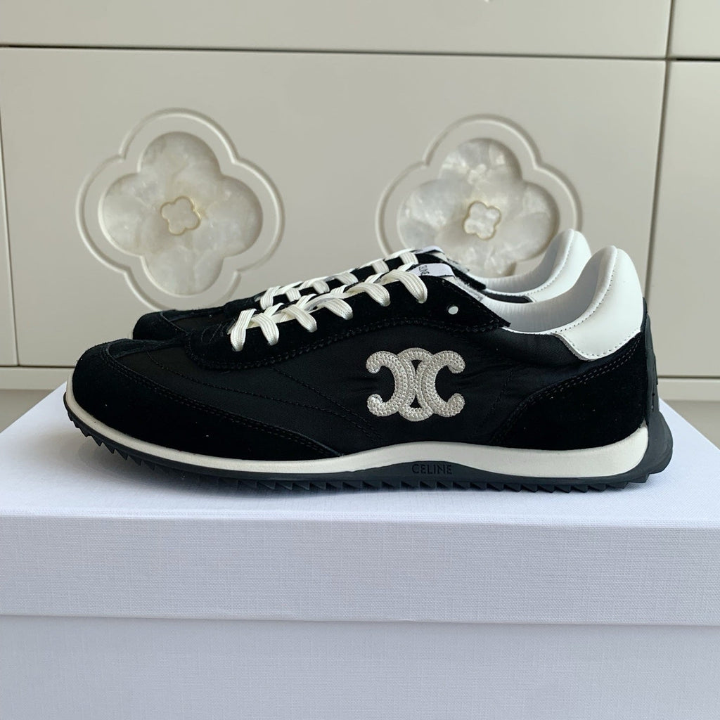 CELINE 26S TRIOMPHE RUNNER SNEAKERS IN BLACK NYLON AND SUEDE