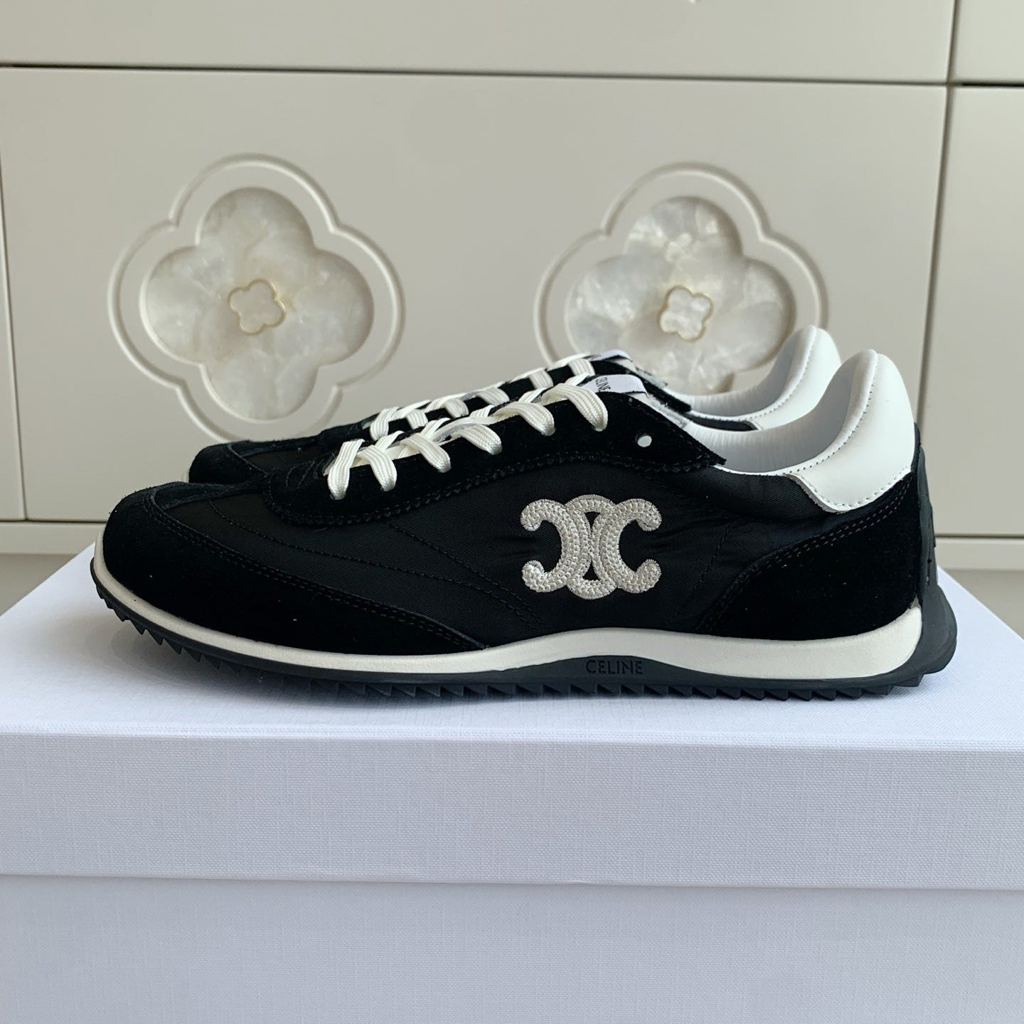 CELINE 26S TRIOMPHE RUNNER SNEAKERS IN BLACK NYLON AND SUEDE