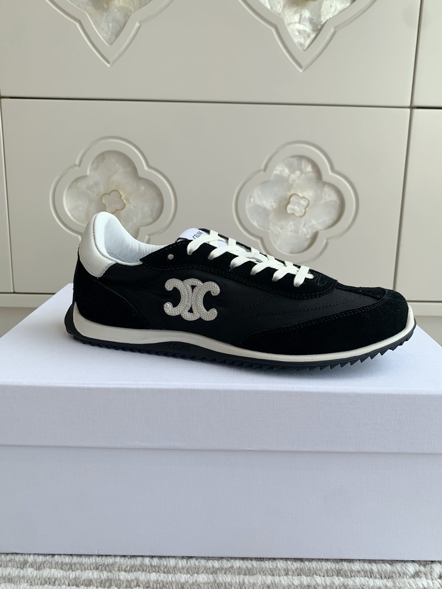 CELINE 26S TRIOMPHE RUNNER SNEAKERS IN BLACK NYLON AND SUEDE