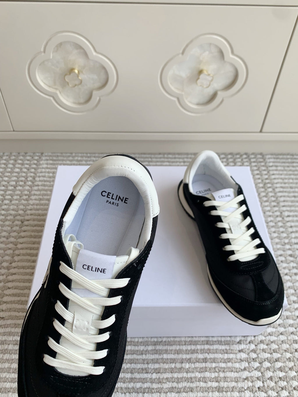 CELINE 26S TRIOMPHE RUNNER SNEAKERS IN BLACK NYLON AND SUEDE