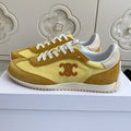 CELINE 26S RUNNER SNEAKERS IN TAN BROWN SUEDE AND BUTTER YELLOW NYLON