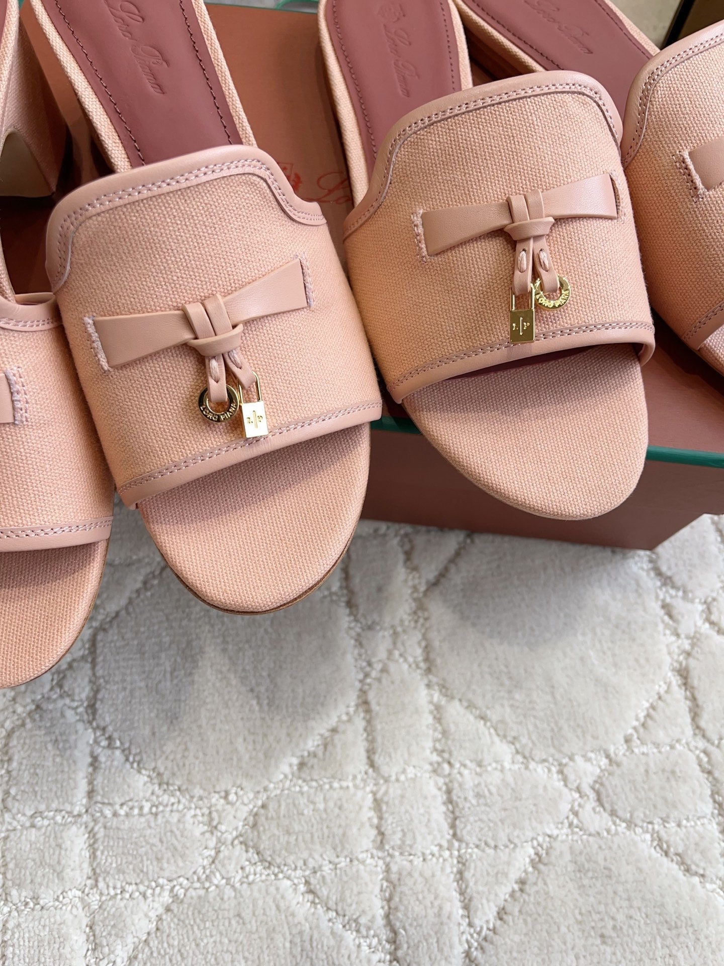 LP 26S HIGH HEEL SANDALS IN BLUSH PINK CANVAS AND CALFSKIN
