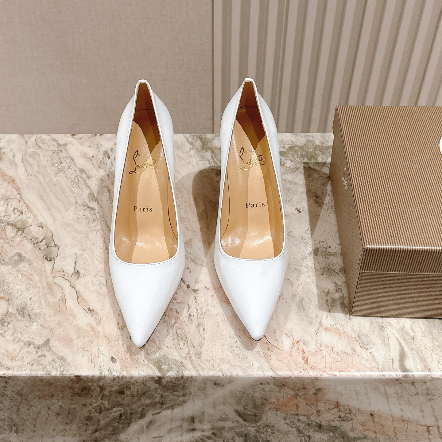 SPORTY KATE PUMPS 95MM IN WHITE GLOSSY CALFSKIN
