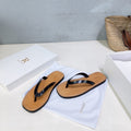 THE ROW 26S THONG SANDALS IN BROWN CALFSKIN BLACK STRAP