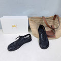 THE ROW 26S LACE UP SNEAKERS IN BLACK CALFSKIN AND MESH