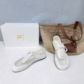 THE ROW 26S LACE UP SNEAKERS IN WHITE CALFSKIN AND MESH