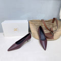 THE ROW 26S POINTED TOE PUMPS 35MM IN BURGUNDY RED CALFSKIN